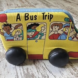 Vintage Baby's First Book Blub A Bus Trip Soft Plush Baby Book 1994 Vinyl Wheels